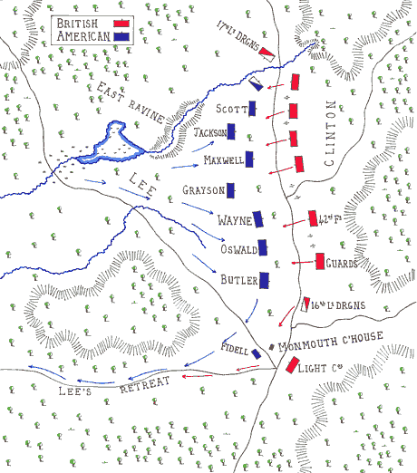 Mappa della battaglia di Monmouth