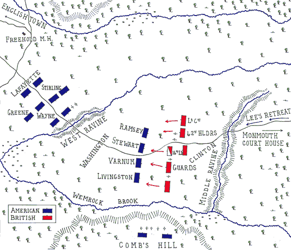 Mapa 2 de la batalla de Monmouth