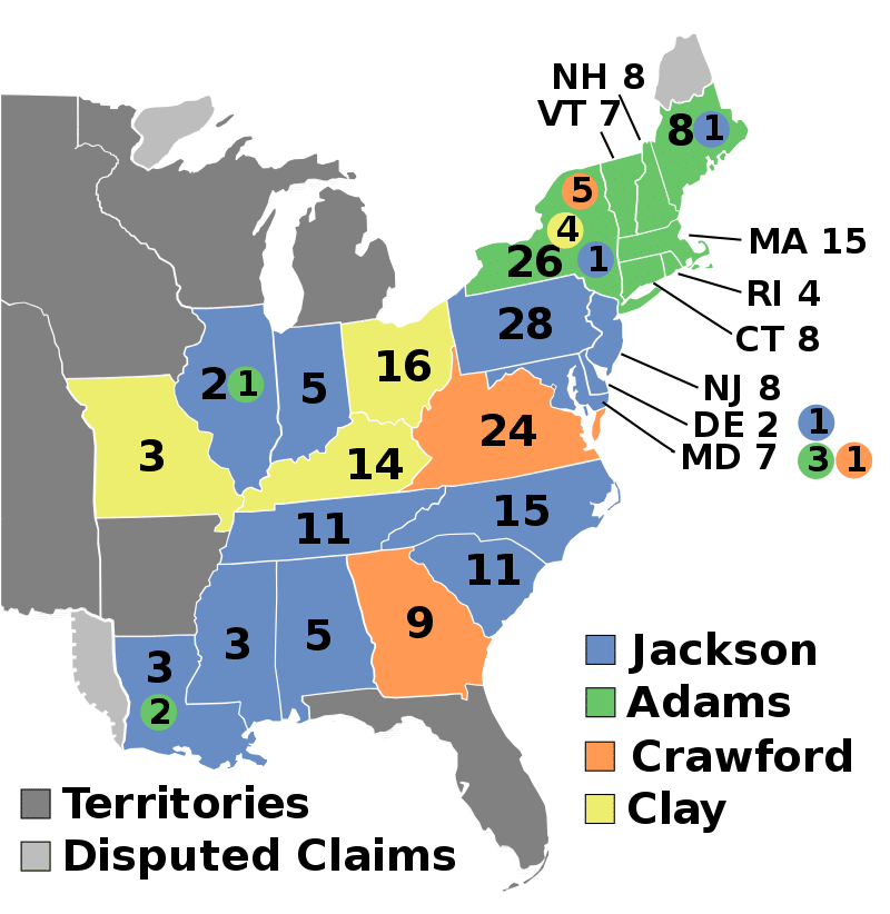 Presidential Election of 1824 Electoral Map