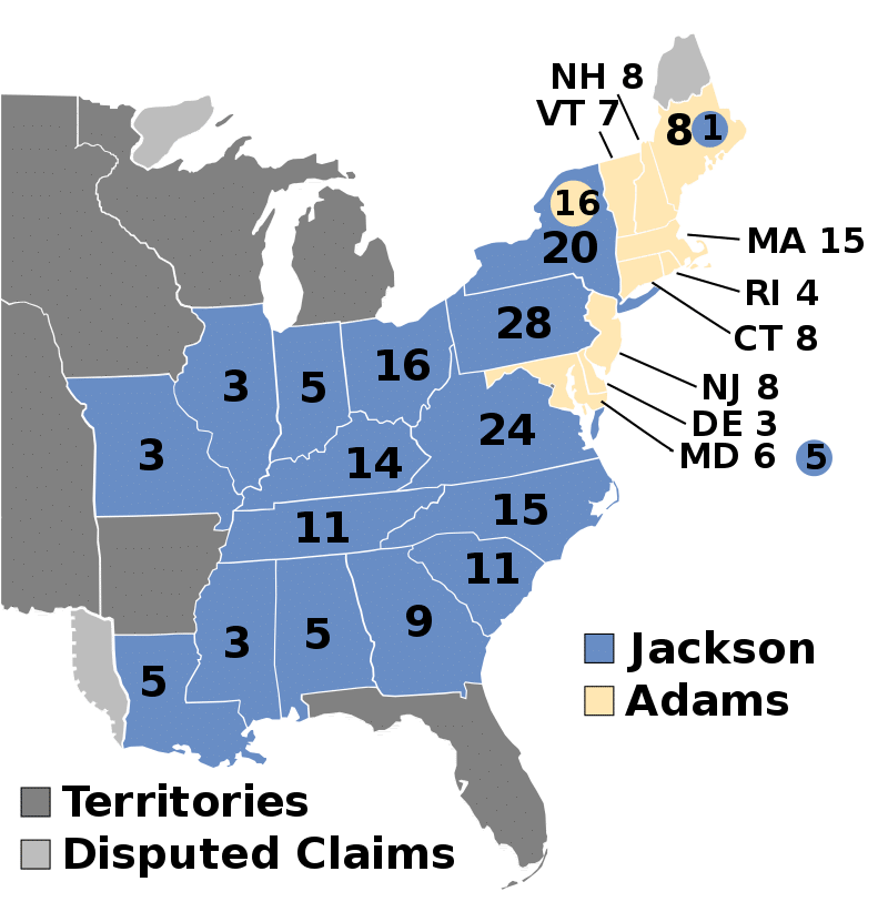 Presidential Election of 1828 Electoral Map