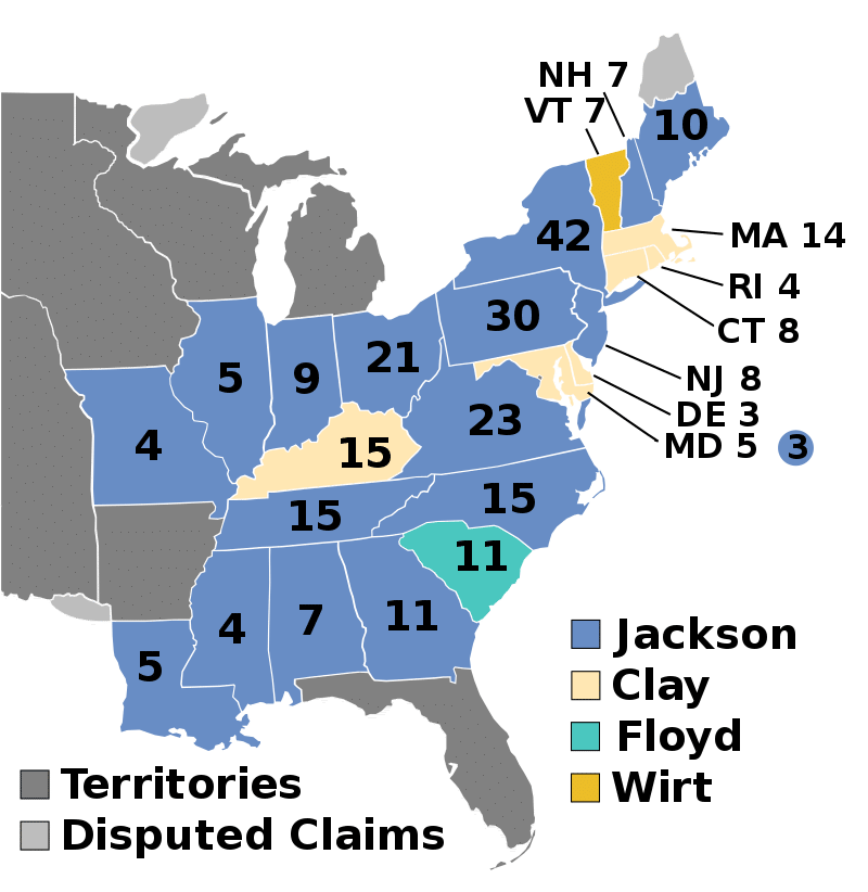 Presidential Election of 1832 Electoral Map