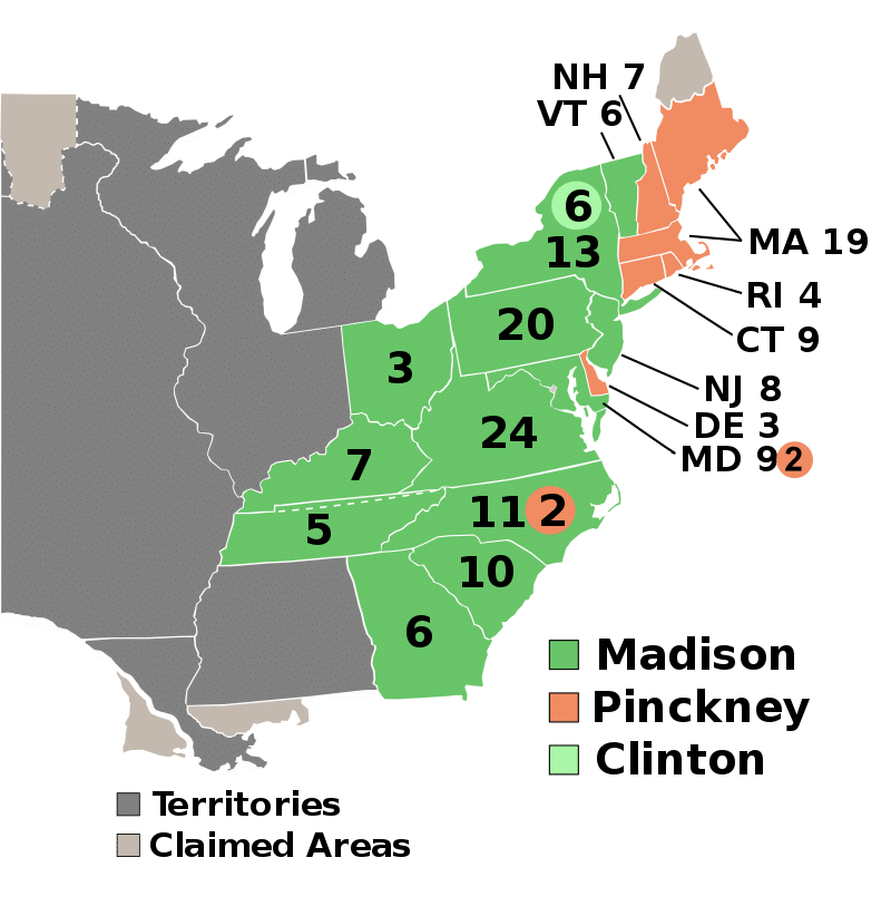 Presidential Election of 1808 Electoral Map