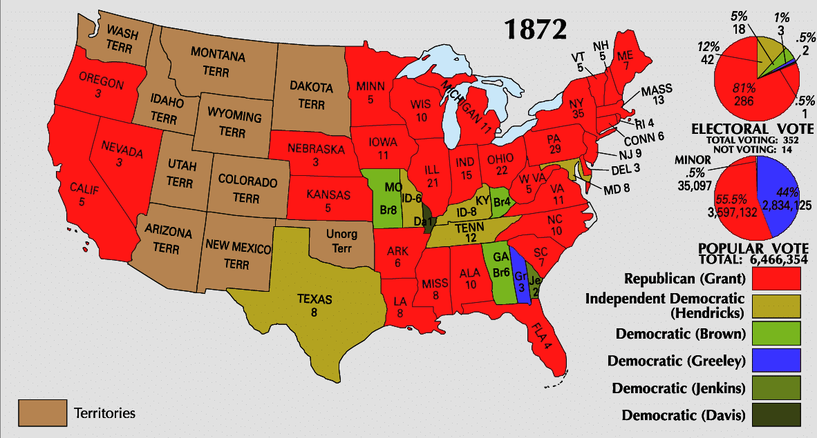 Presidential Election of 1872 Electoral Map