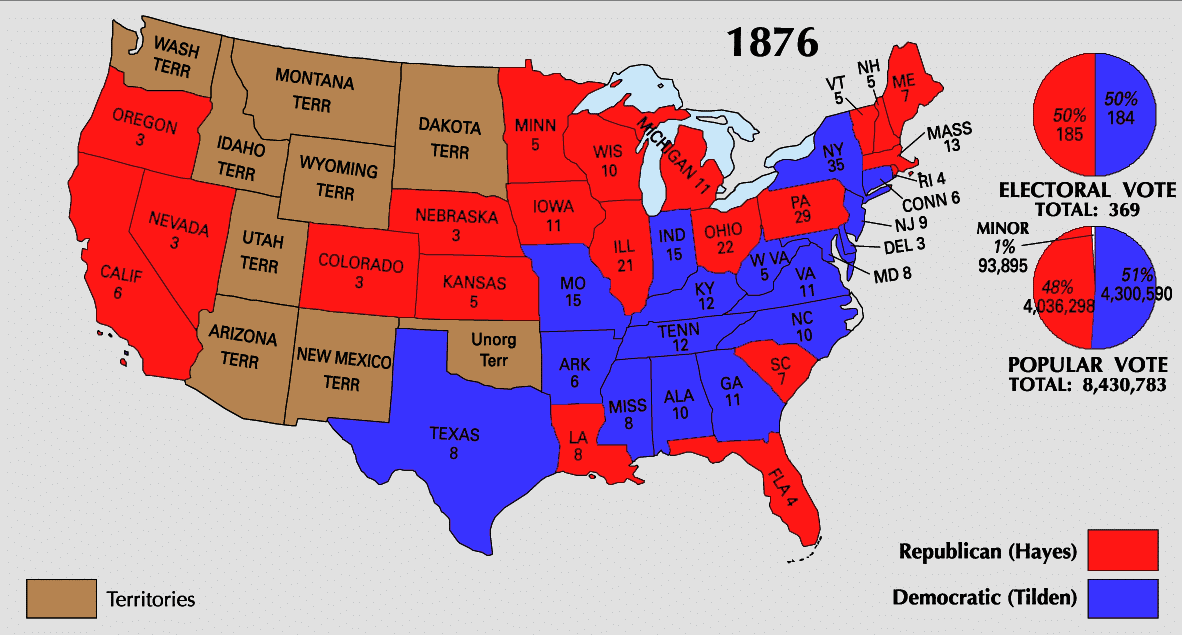 Presidential Election of 1876 Electoral Map