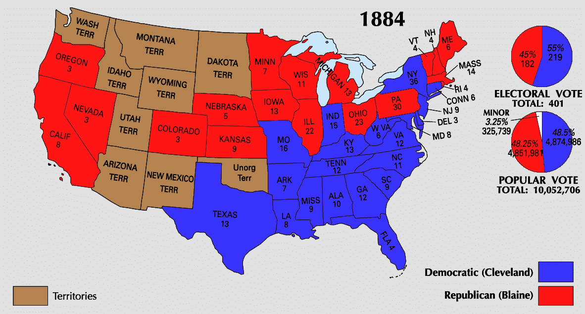 Presidential Election of 1884 Electoral Map