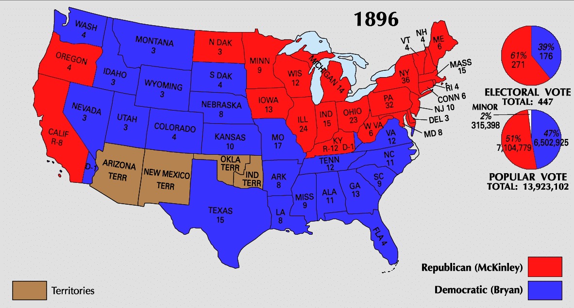 Presidential Election of 1896 Electoral Map