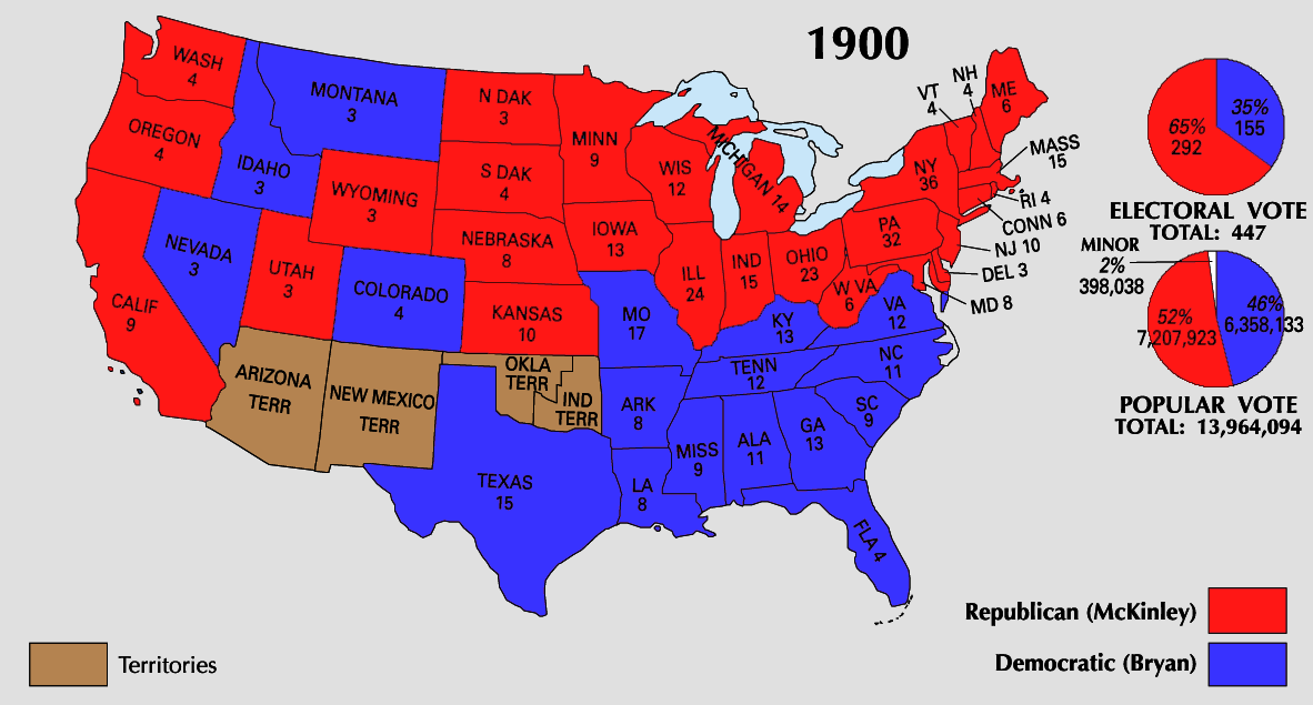 Presidential Election of 1900 Electoral Map