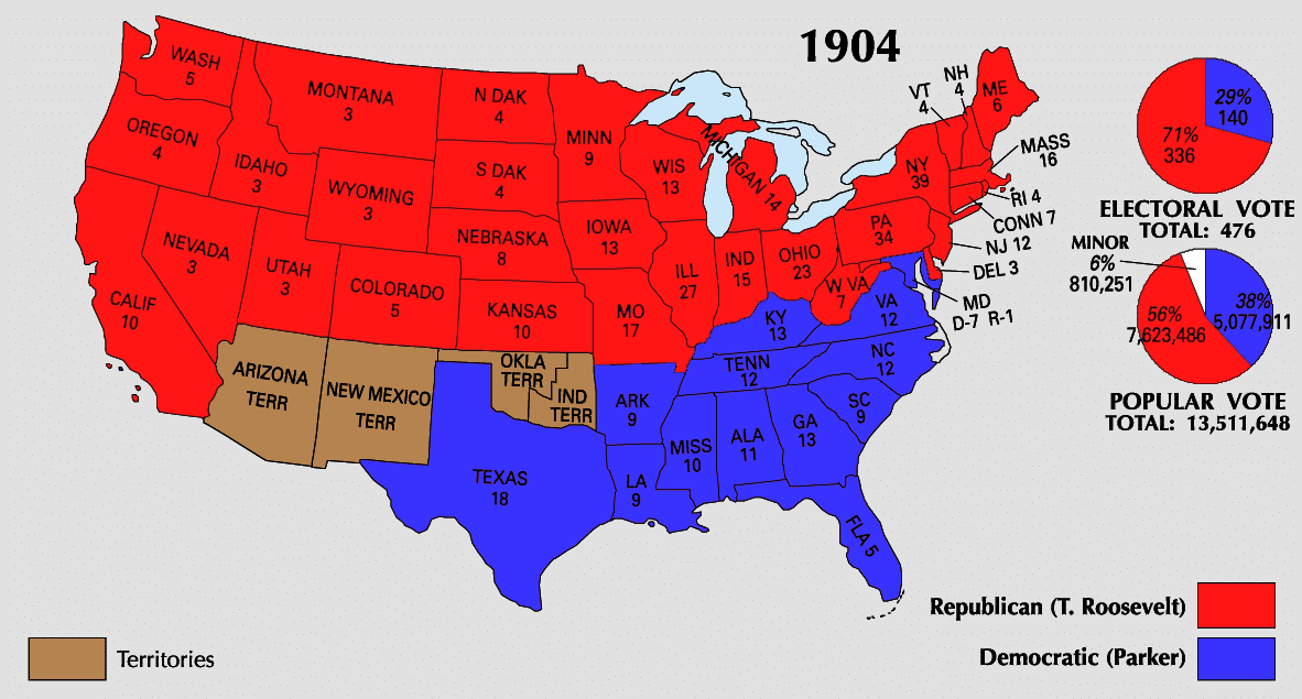 Presidential Election of 1904 Electoral Map