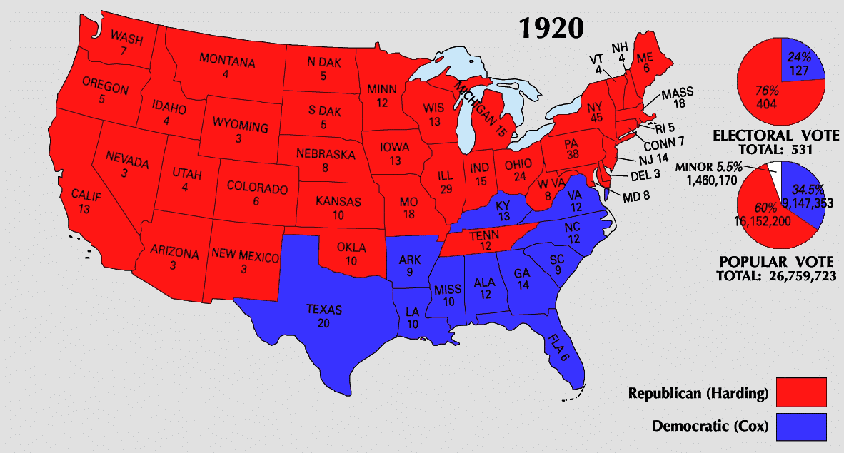 Presidential Election of 1920 Electoral Map