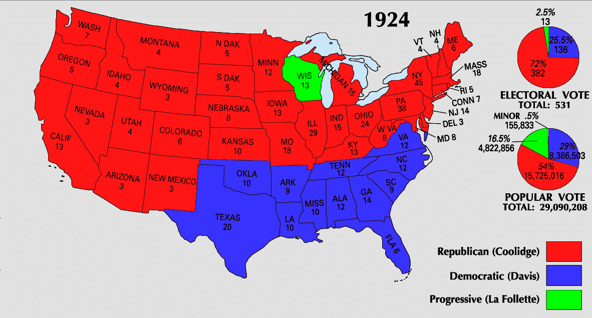 Presidential Election of 1924 Electoral Map