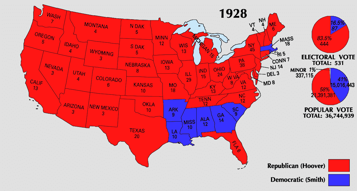 Presidential Election of 1928 Electoral Map