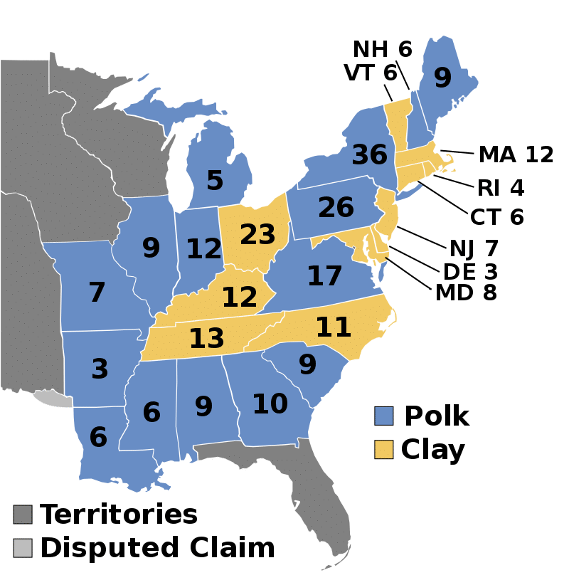 Presidential Election of 1844 Electoral Map