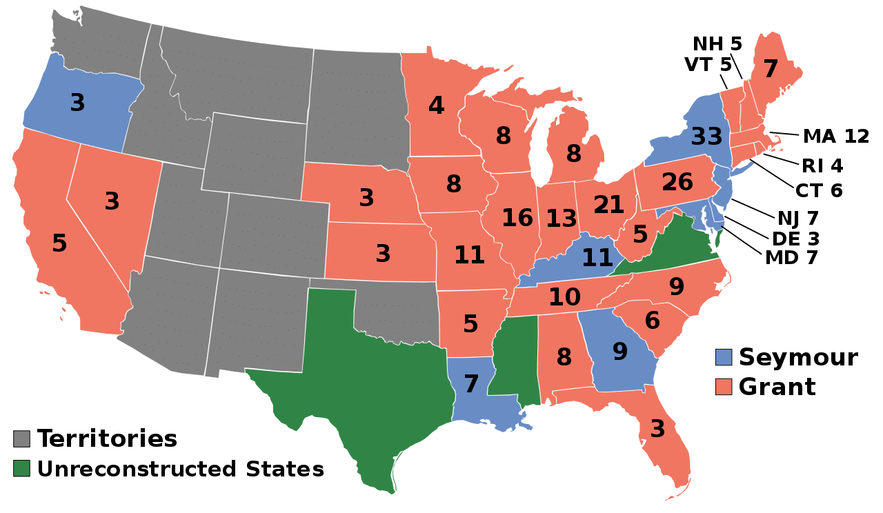 Presidential Election of 1868 Electoral Map
