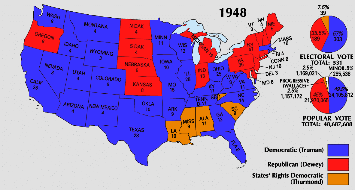 Presidential Election of 1948 Electoral Map