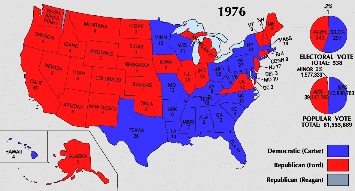 Presidential Election of 1976 Electoral Map