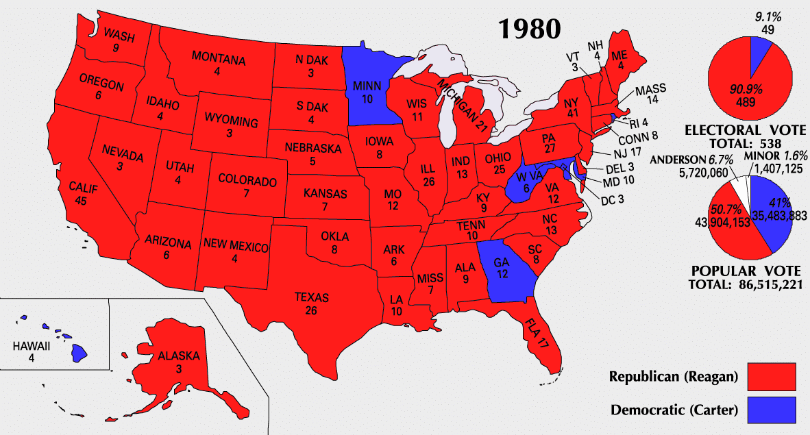 Presidential Election of 1980 Electoral Map
