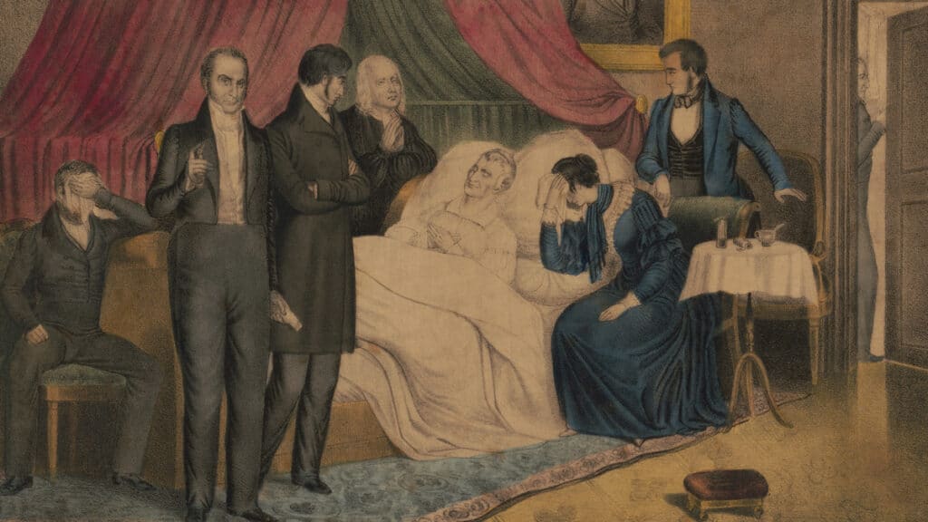 First Whig President William Henry Harrison on Death Bed