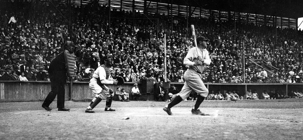 Babe Ruth Hitting a Home Run
